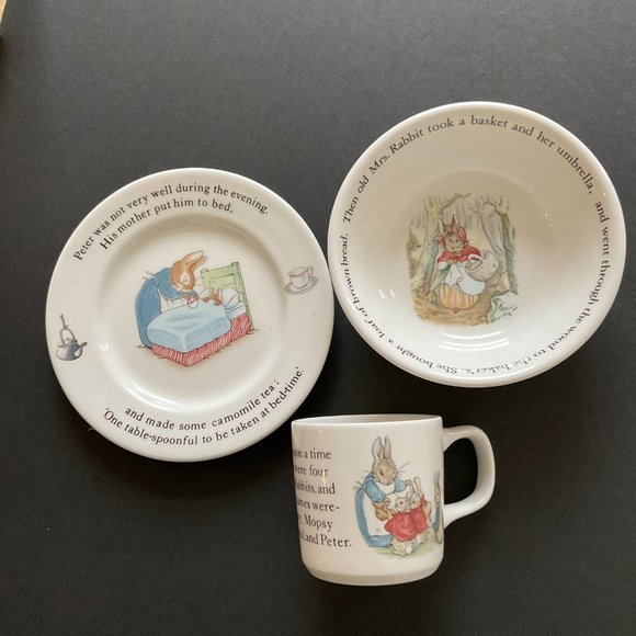 WEDGEWOOD Vintage "Peter Rabbit" Child's 3 Pc Set NWOT - Picture 1 of 9